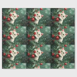 Weihnachtskatze klettert auf den Xmas-Baum Geschenkpapier