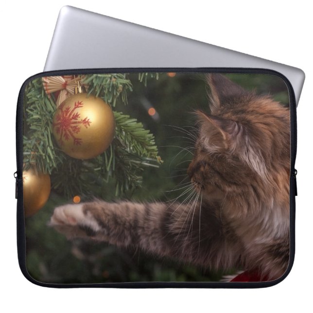 Weihnachtskatze Laptopschutzhülle (Vorderseite)