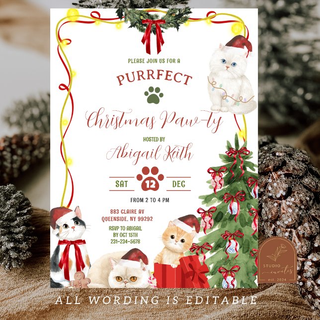 Weihnachtskatze Lasst uns feige Einladung machen (Von Creator hochgeladen)