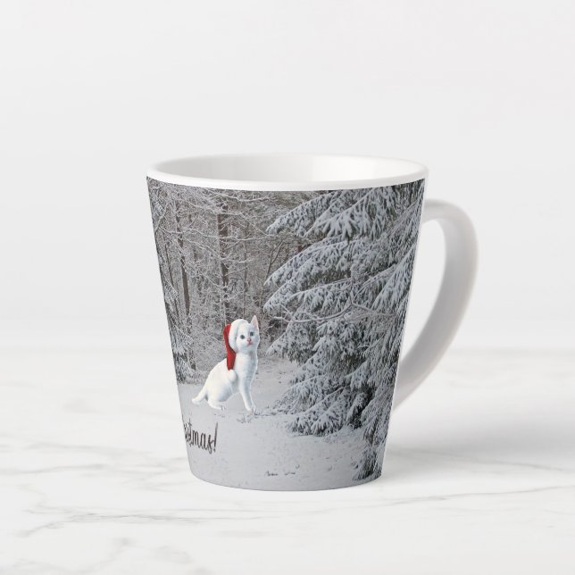 Weihnachtskatze Latte Tasse! Milchtasse (Rechte Ecke)