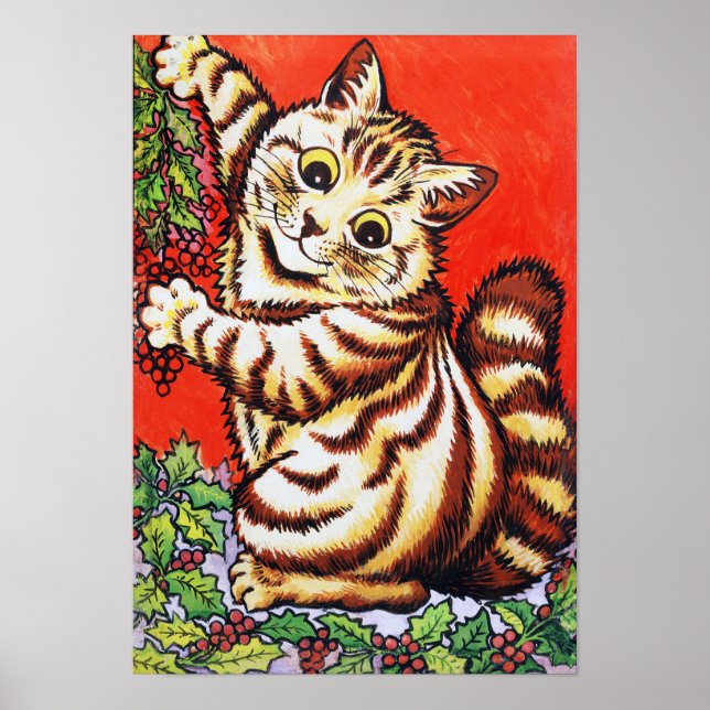 Weihnachtskatze, Louis Wain Poster (Vorne)