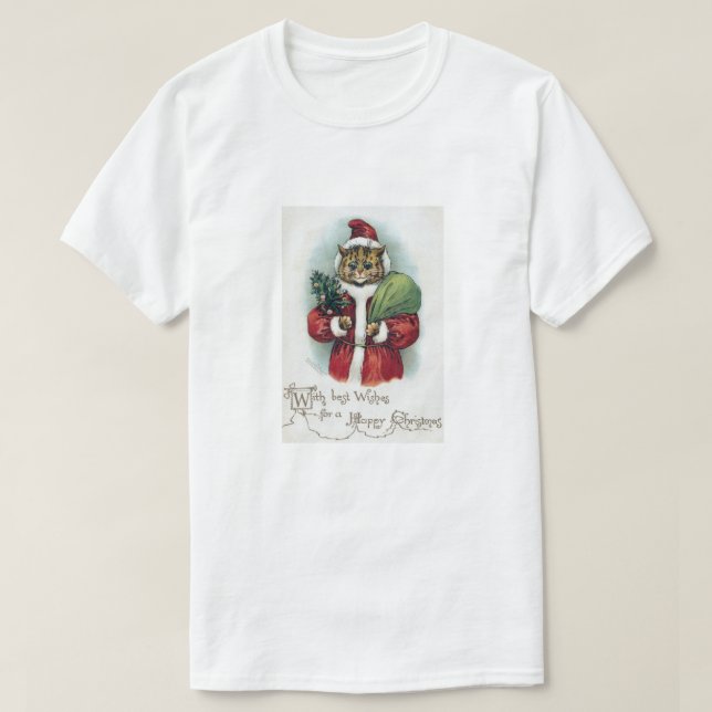 Weihnachtskatze, Louis Wain T-Shirt (Design vorne)