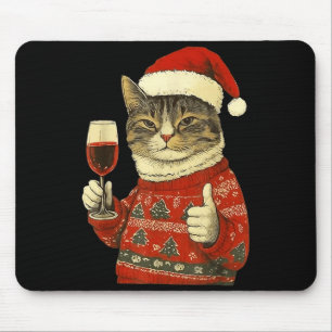 Weihnachtskatze mag süße Katze, die Wein mit Sa tr Mousepad