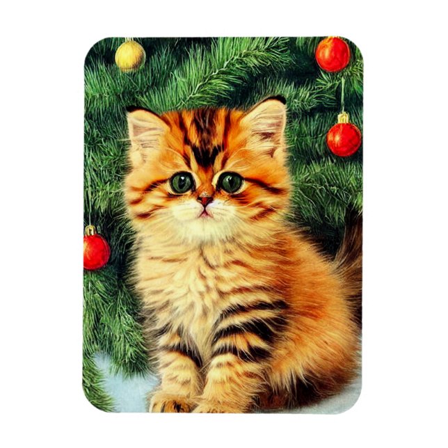 Weihnachtskatze Magnet (Vertikal)