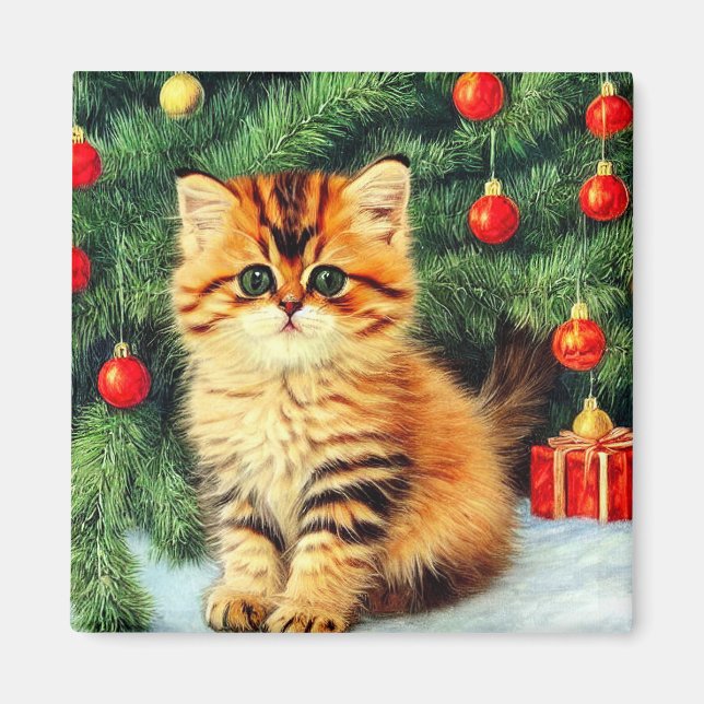 Weihnachtskatze Magnet (Vorne)