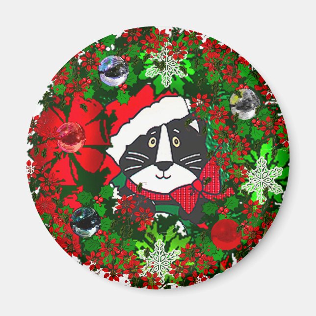 Weihnachtskatze Magnet (Vorne)