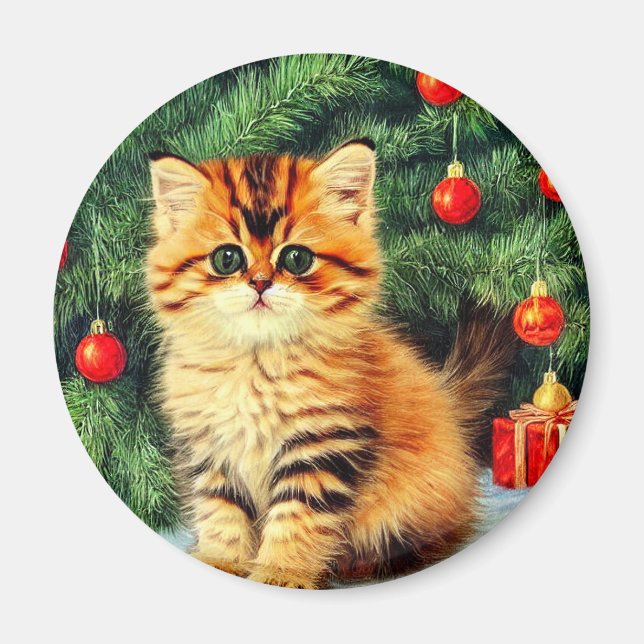 Weihnachtskatze Magnet (Vorne)