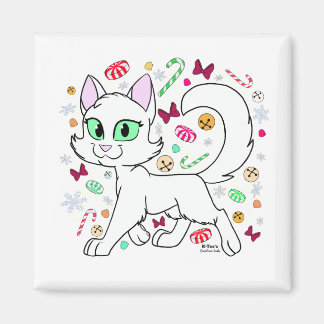 Weihnachtskatze-Magnet (Weiß) Magnet