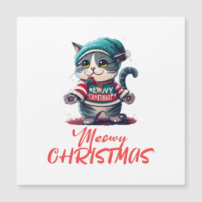 Weihnachtskatze Magnetkarte (Vorderseite)