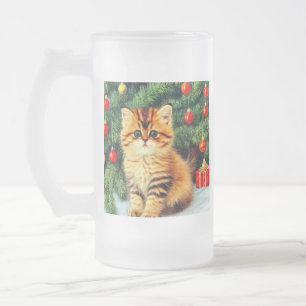 Weihnachtskatze Mattglas Bierglas