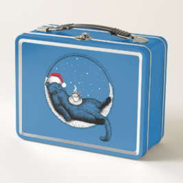 Weihnachtskatze Metall Brotdose