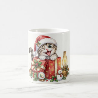 Weihnachtskatze mit Geschenken Kaffeetasse