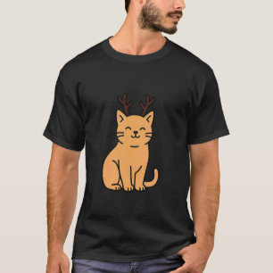 Weihnachtskatze mit Rentierschaufeln Feiertagsdeko T-Shirt