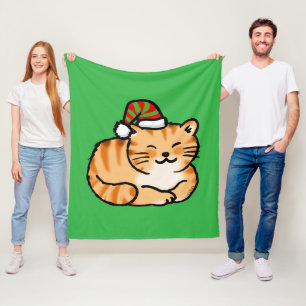 Weihnachtskatze mit Santa-Hut - Weihnachtskatzenli Fleecedecke