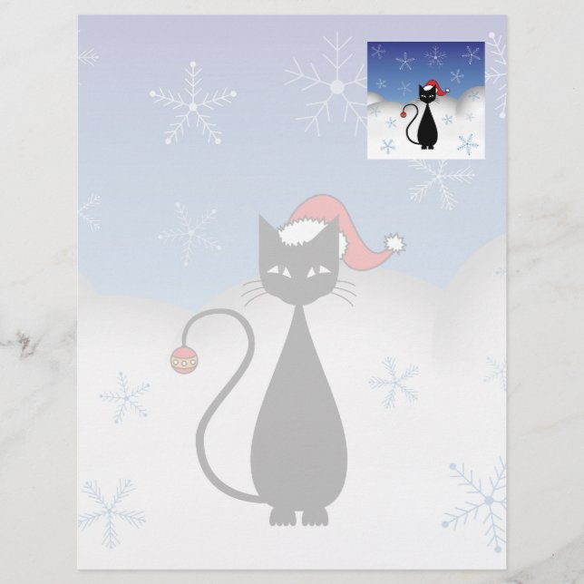 Weihnachtskatze mit Schneeflocken (Vorderseite)
