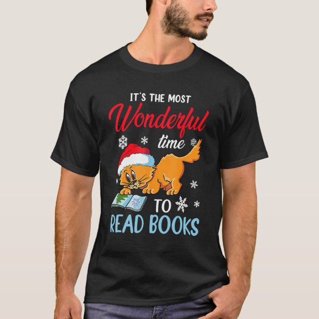 Weihnachtskatze mit Weihnachtsmannmütze für Damen T-Shirt (Vorderseite)