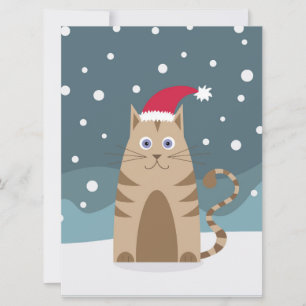 Weihnachtskatze mit Weihnachtsmannmütze Karte