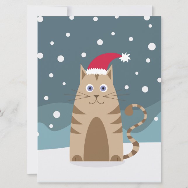 Weihnachtskatze mit Weihnachtsmannmütze Karte (Vorderseite)