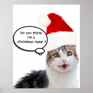 WEIHNACHTSKATZE MIT WEIHNACHTSMANNMÜTZE POSTER