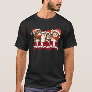 Weihnachtskatze mit Weihnachtsmannmützen Pajama Ki T-Shirt