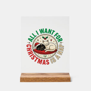 Weihnachtskatze Nap Urlaub Design Acrylschild