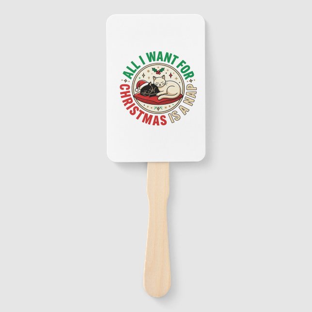 Weihnachtskatze Nap Urlaub Design Fächer (Vorderseite)