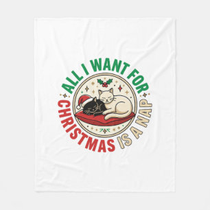 Weihnachtskatze Nap Urlaub Design Fleecedecke