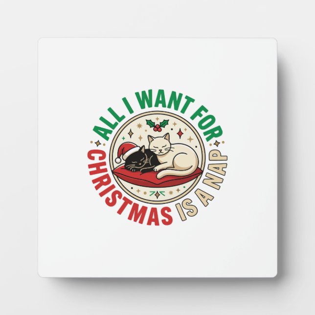 Weihnachtskatze Nap Urlaub Design Fotoplatte (Vorderseite)