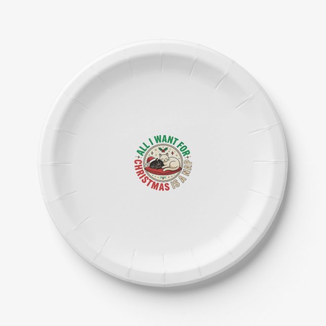 Weihnachtskatze Nap Urlaub Design Pappteller (Vorderseite)