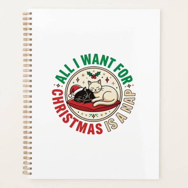 Weihnachtskatze Nap Urlaub Design Planer (Vorderseite)