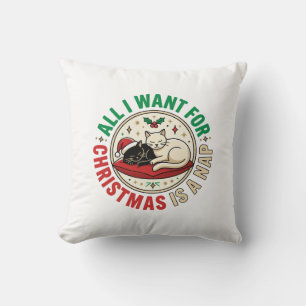 Weihnachtskatze-Nickerchen-Urlaubsdesign Kissen