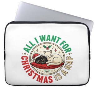 Weihnachtskatze-Nickerchen-Urlaubsdesign Laptopschutzhülle