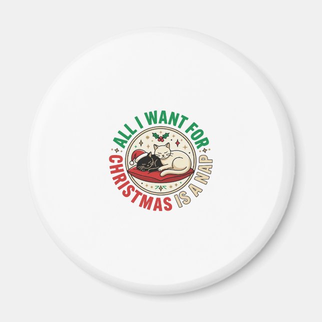 Weihnachtskatze-Nickerchen-Urlaubsdesign Magnet (Vorne)