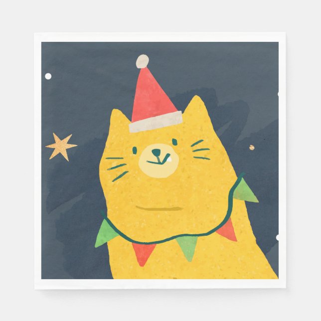 WEIHNACHTSKATZE-PAPIERSERVIETTEN SERVIETTE (Vorderseite)