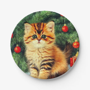 Weihnachtskatze Pappteller