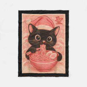 Weihnachtskatze Pink Santa Kawaii Anime Christmas Fleecedecke
