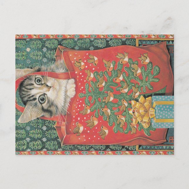 Weihnachtskatze Postkarte (Vorderseite)