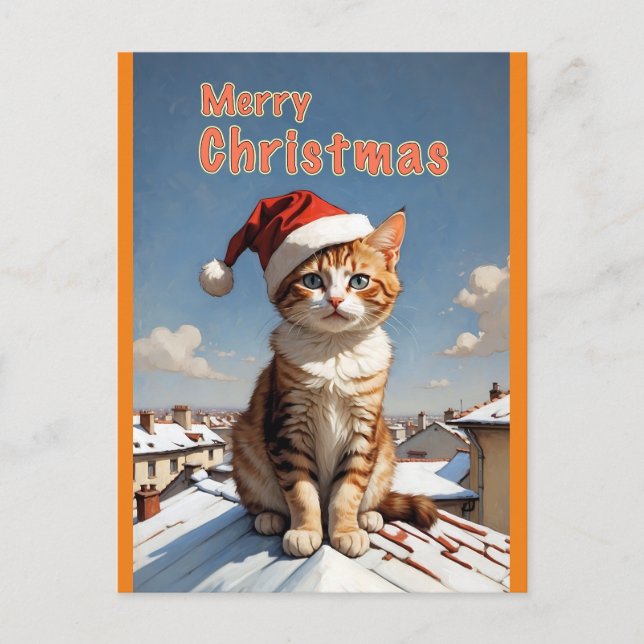 Weihnachtskatze Postkarte (Vorderseite)