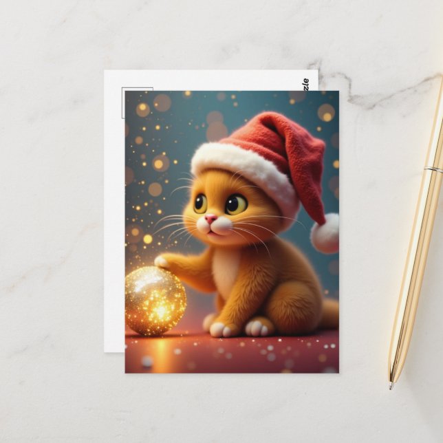 Weihnachtskatze Postkarte (Vorderseite/Rückseite Beispiel)
