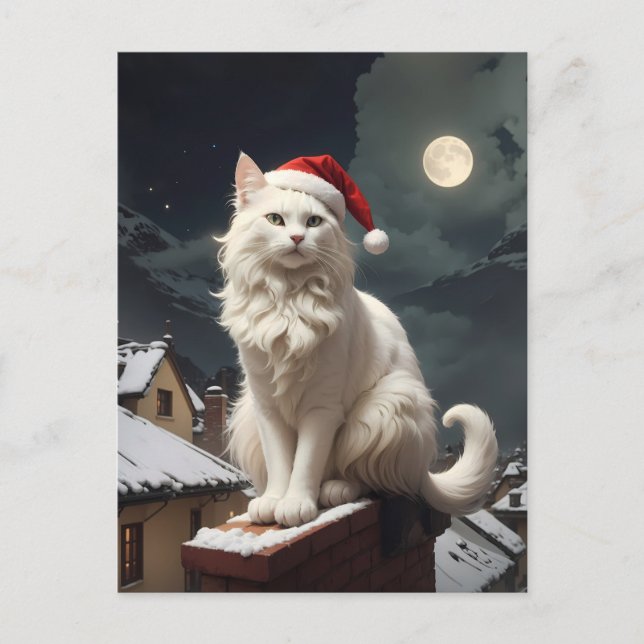 Weihnachtskatze Postkarte (Vorderseite)