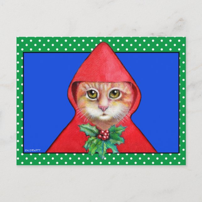 Weihnachtskatze Postkarte (Vorderseite)