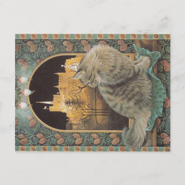 Weihnachtskatze Postkarte (Vorderseite)