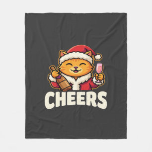 Weihnachtskatze Prostet Auf Feiertags-Trinken Fleecedecke