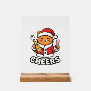 Weihnachtskatze Prostet Vektordesign Acrylschild