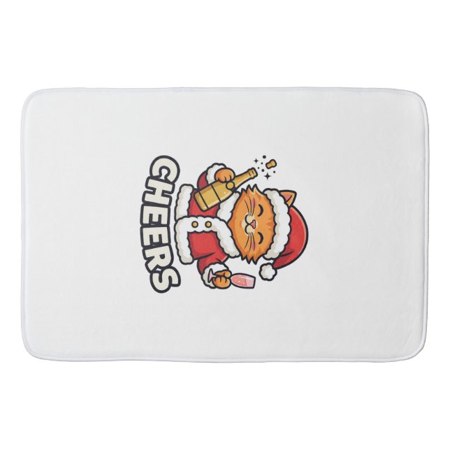 Weihnachtskatze Prostet Vektordesign Badematte (Vorderseite)