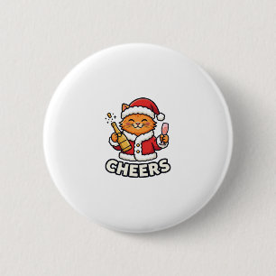 Weihnachtskatze Prostet Vektordesign Button