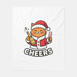 Weihnachtskatze Prostet Vektordesign Fleecedecke