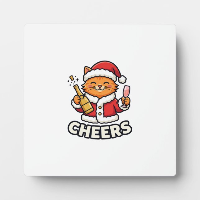 Weihnachtskatze Prostet Vektordesign Fotoplatte (Vorderseite)