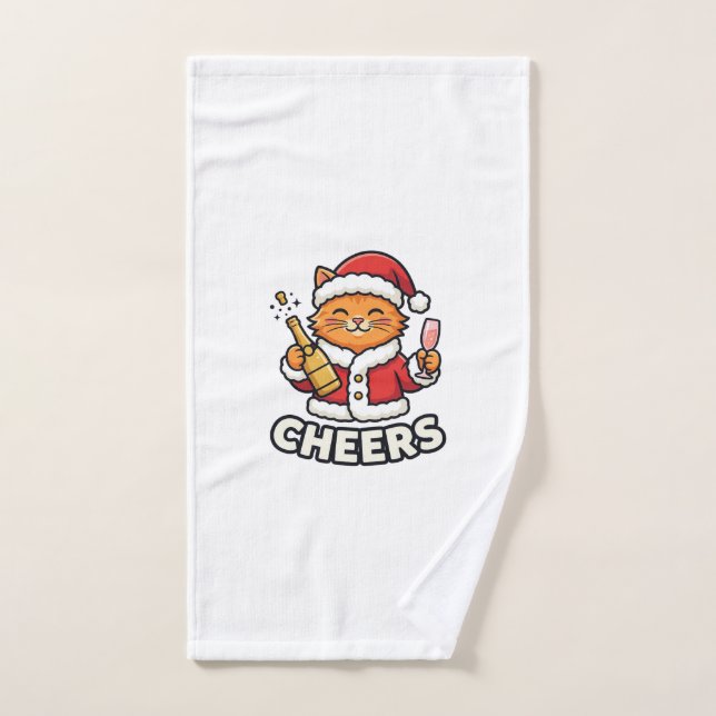 Weihnachtskatze Prostet Vektordesign Handtuch (Handtuch)