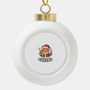 Weihnachtskatze Prostet Vektordesign Keramik Kugel-Ornament